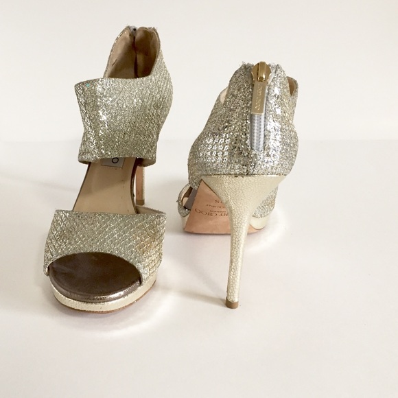 Jimmy Choo Shoes - Jimmy Choo Private Champagne Glitter Sandals(9.5)